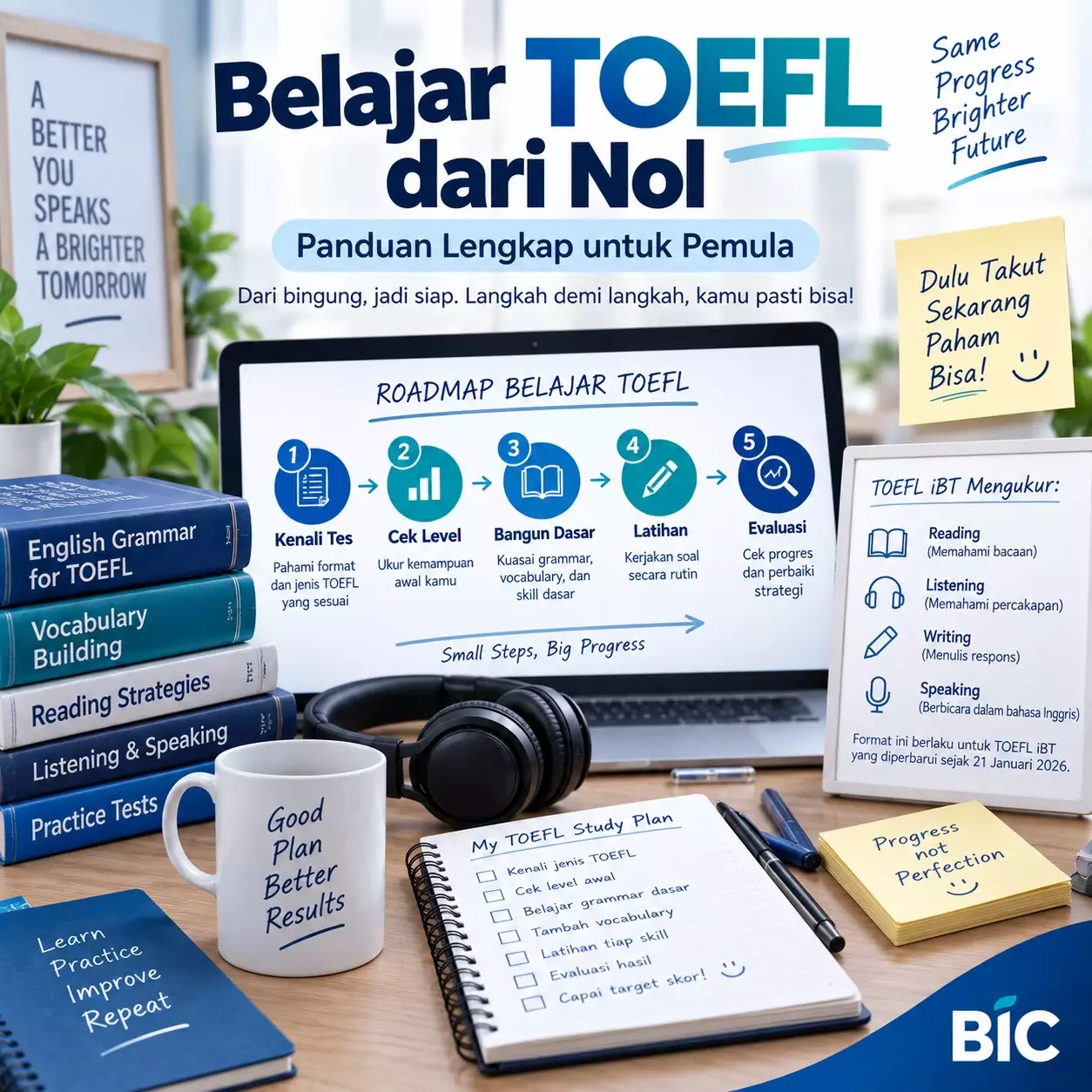 Belajar TOEFL dari Nol untuk Pemula Tanpa Bingung Belajar TOEFL dari Nol untuk Pemula Tanpa Bingung - Bahasa Inggris Center (BIC)