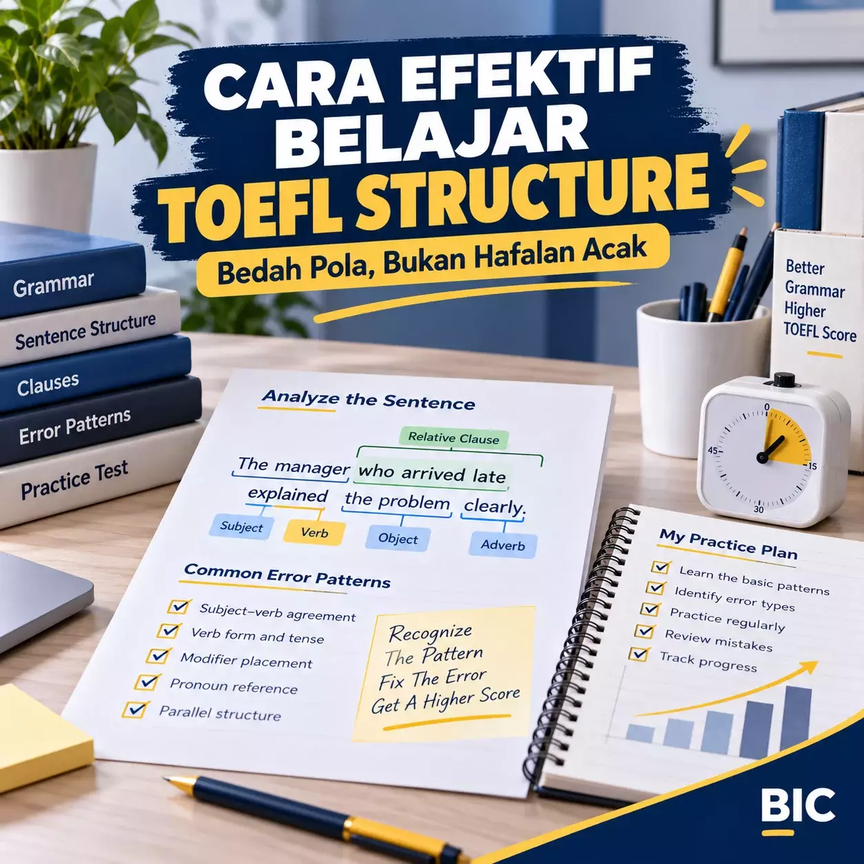 Cara Efektif Belajar TOEFL Structure Tanpa Hafalan Acak Cara Efektif Belajar TOEFL Structure Tanpa Hafalan Acak - Bahasa Inggris Center (BIC)