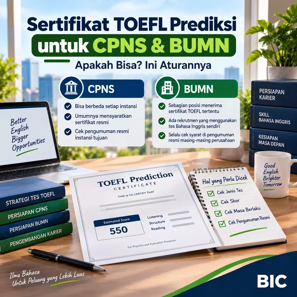 Sertifikat TOEFL Prediksi untuk CPNS & BUMN Bisa? Sertifikat TOEFL Prediksi untuk CPNS & BUMN Bisa? - Bahasa Inggris Center (BIC)