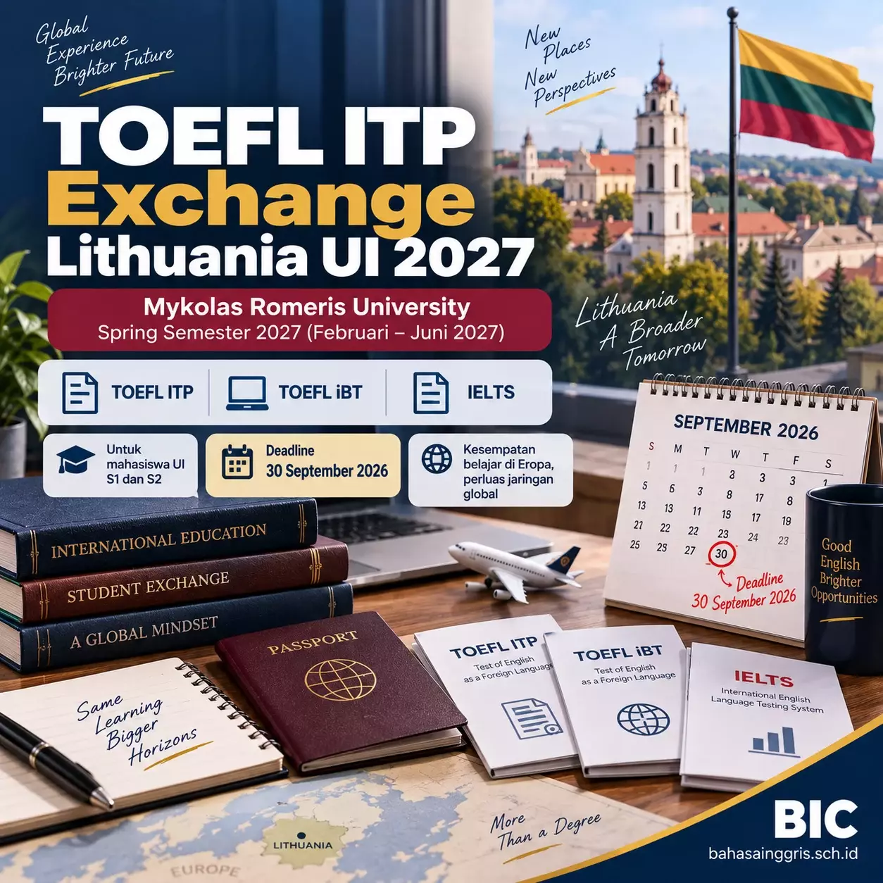 TOEFL ITP untuk Exchange Lithuania UI 2027 TOEFL ITP untuk Exchange Lithuania UI 2027 - Bahasa Inggris Center (BIC)