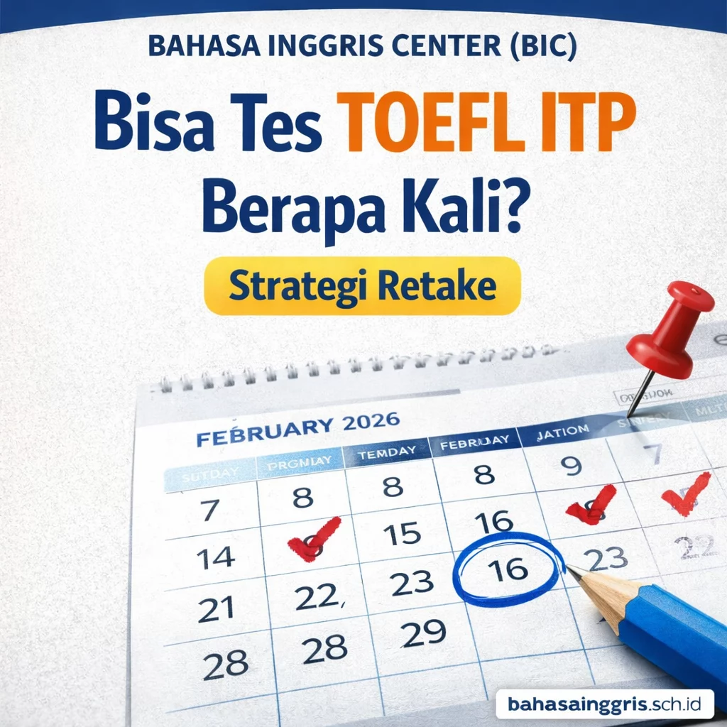 Bisa Tes TOEFL ITP Berapa Kali? Strategi Retake Bisa Tes TOEFL ITP Berapa Kali? Strategi Retake - Bahasa Inggris Center (BIC)