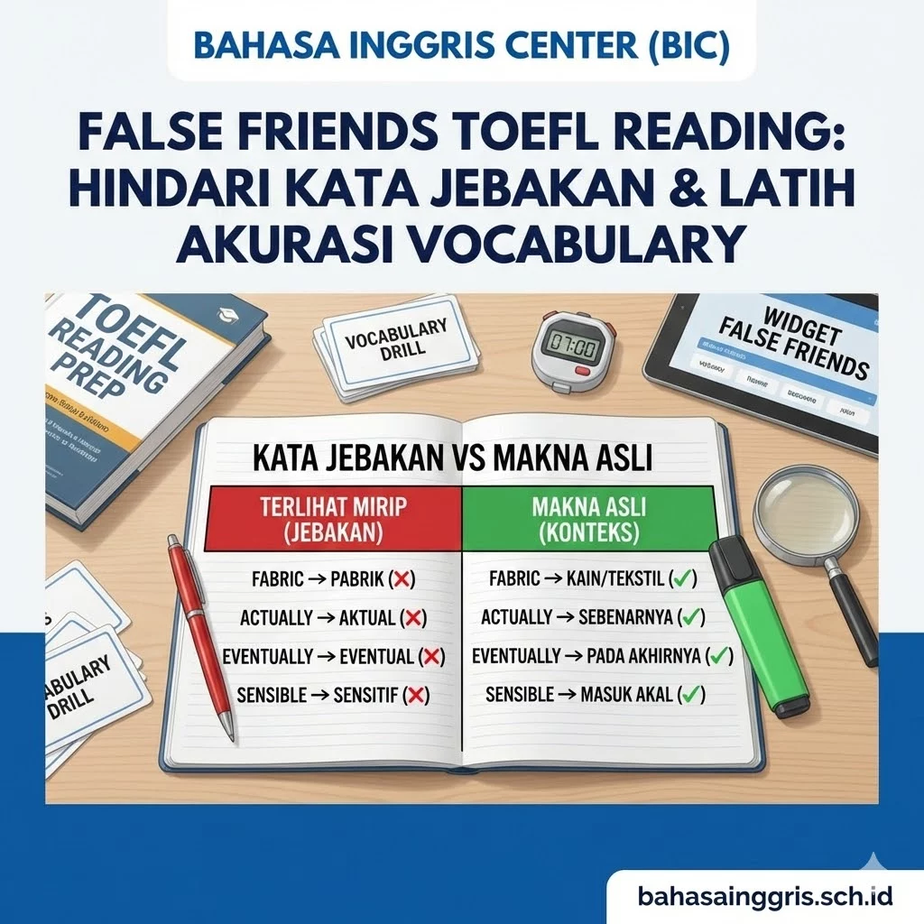 Daftar Kata Jebakan (False Friends) di Reading TOEFL Daftar Kata Jebakan (False Friends) di Reading TOEFL - Bahasa Inggris Center (BIC)