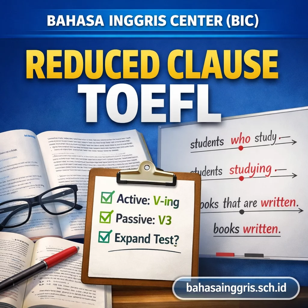 Reduced Clause TOEFL Anti Salah Cara Cepat Ringkas Kalimat Reduced Clause TOEFL Anti Salah Cara Cepat Ringkas Kalimat - Bahasa Inggris Center (BIC)