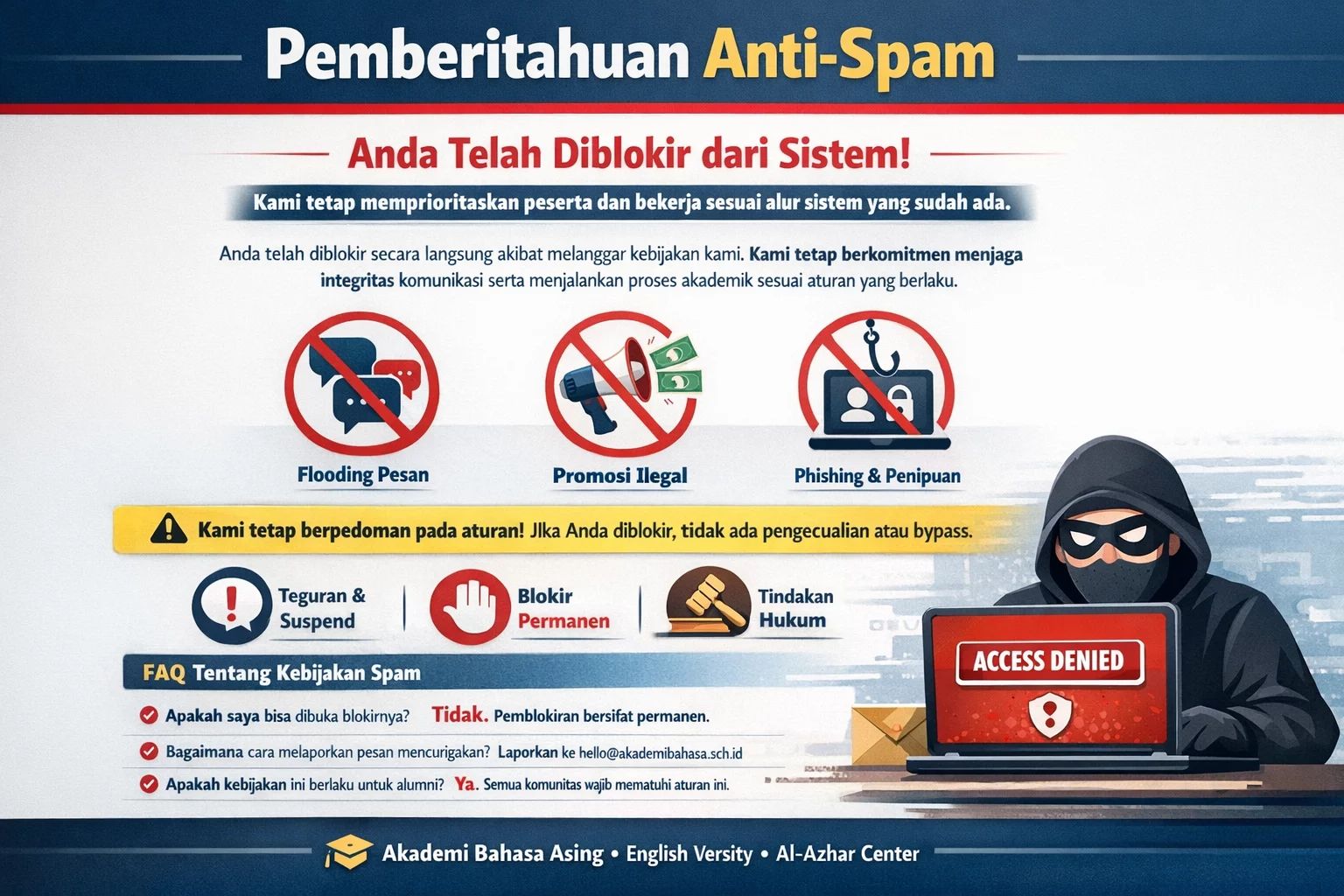 Kebijakan Anti-Spam BIC - Bahasa Inggris Center (BIC)