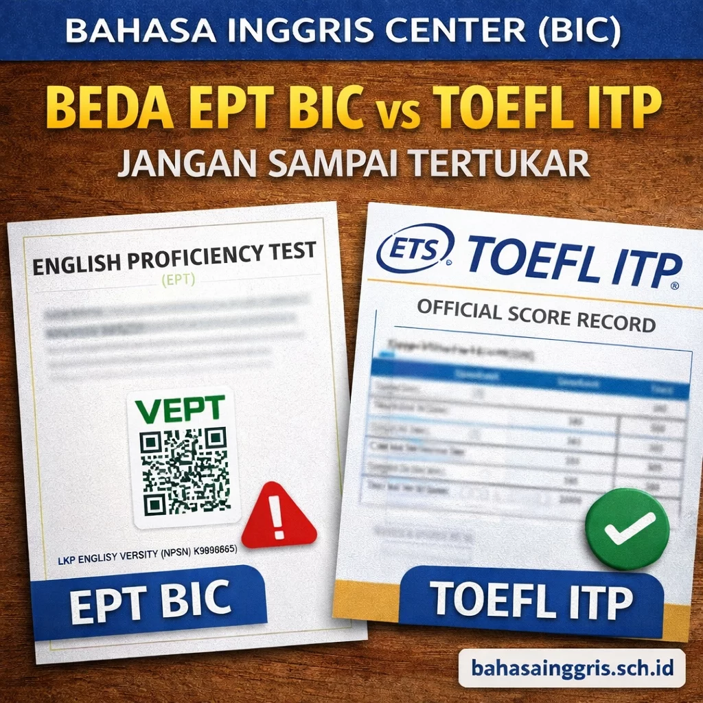 Beda EPT BIC vs TOEFL ITP Jangan Sampai Tertukar Beda EPT BIC vs TOEFL ITP Jangan Sampai Tertukar - Bahasa Inggris Center (BIC)