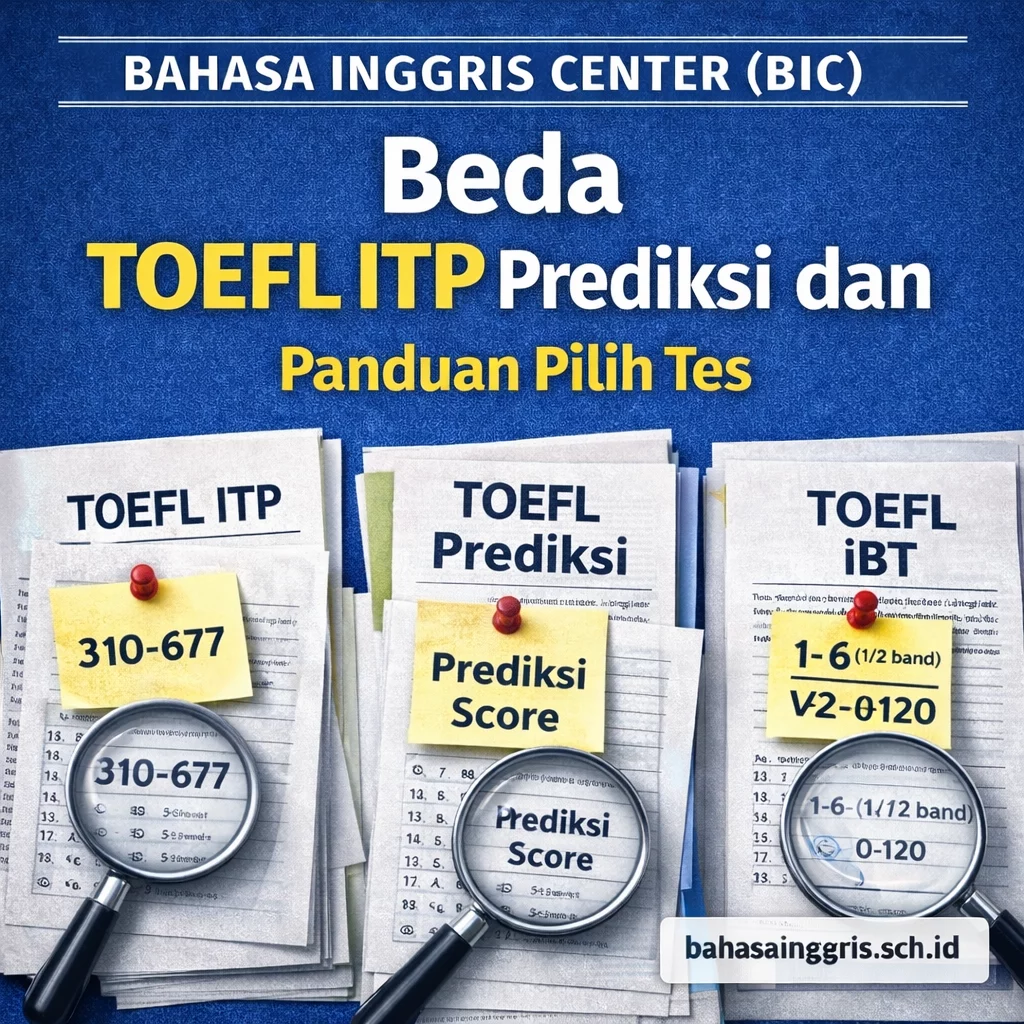 Beda TOEFL ITP, Prediksi dan iBT Panduan Pilih Tes Beda TOEFL ITP, Prediksi dan iBT Panduan Pilih Tes - Bahasa Inggris Center (BIC)