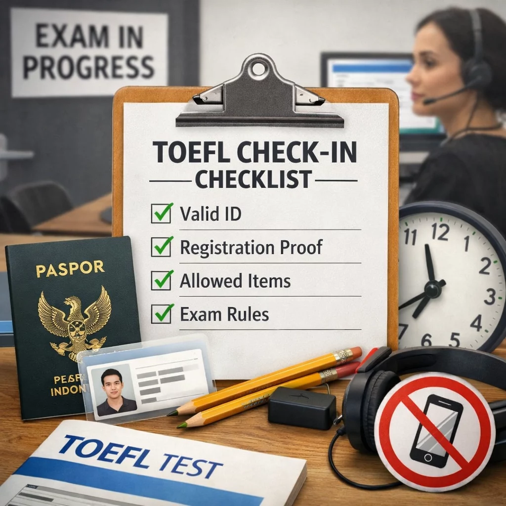 Prosedur Check-in Tes TOEFL: Checklist Anti Gagal Prosedur Check-in Tes TOEFL: Checklist Anti Gagal - Bahasa Inggris Center (BIC)