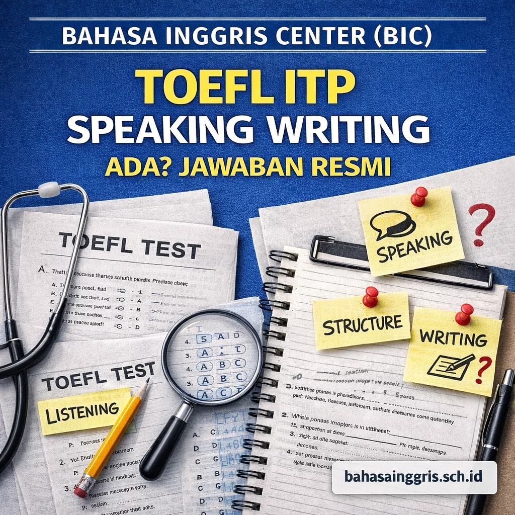 TOEFL ITP Speaking Writing Ada? Jawaban Resmi TOEFL ITP Speaking Writing Ada? Jawaban Resmi - Bahasa Inggris Center (BIC)