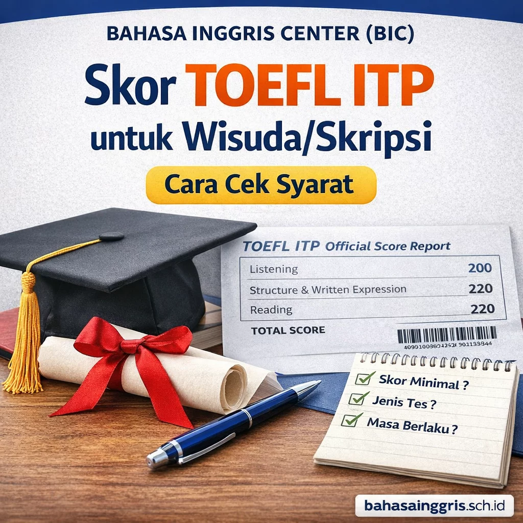 Skor TOEFL ITP untuk Wisuda/Skripsi Skor TOEFL ITP untuk Wisuda/Skripsi - Bahasa Inggris Center (BIC)