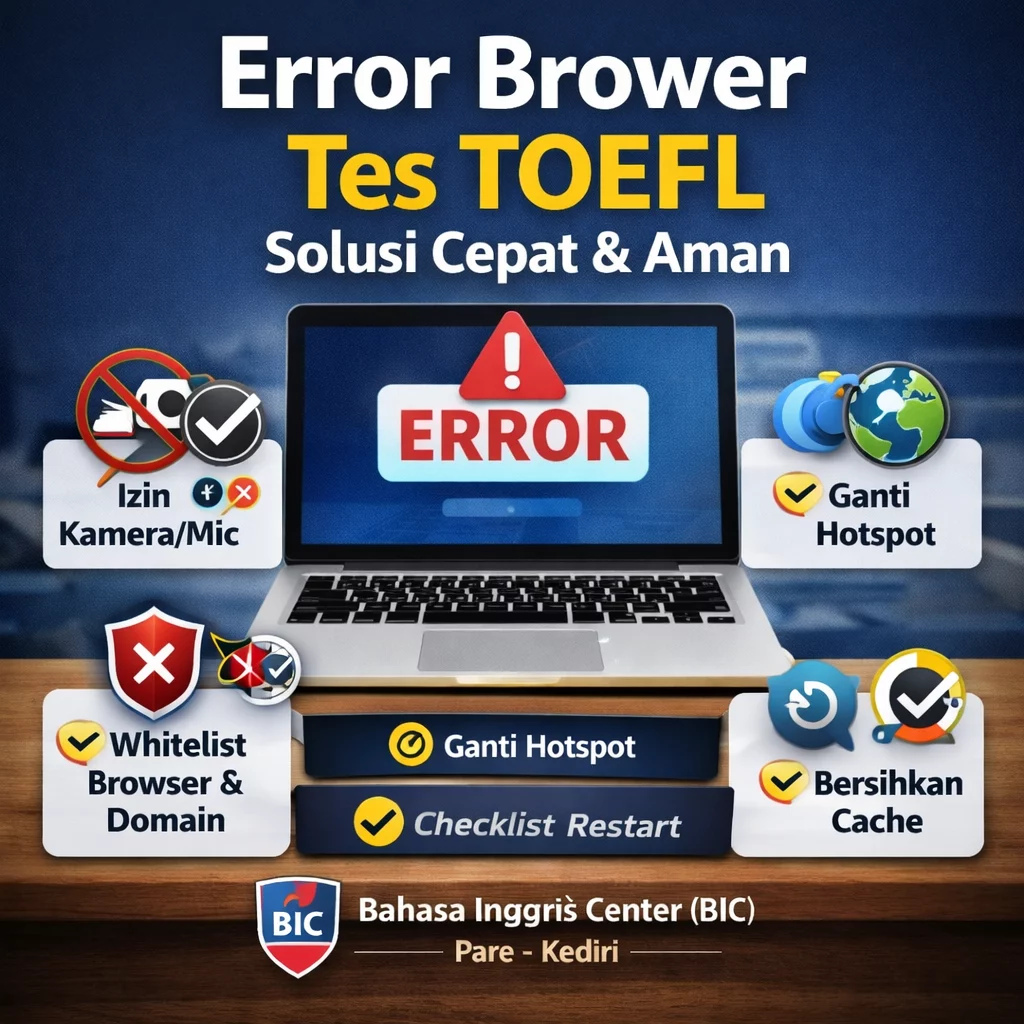 Error Browser Tes TOEFL: Solusi Cepat Anti Panik Error Browser Tes TOEFL: Solusi Cepat Anti Panik - Bahasa Inggris Center (BIC)