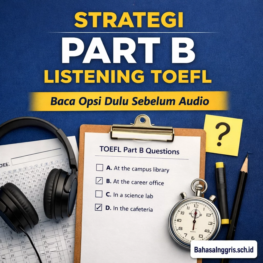 Strategi Part B Listening TOEFL Baca Opsi Dulu Strategi Part B Listening TOEFL Baca Opsi Dulu - Bahasa Inggris Center (BIC)