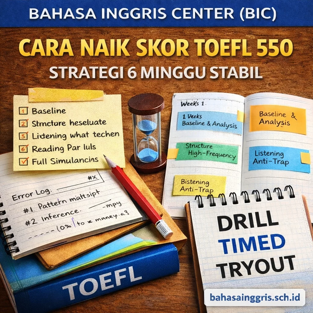 Cara Naik Skor TOEFL 550 Strategi 6 Minggu Stabil Cara Naik Skor TOEFL 550 Strategi 6 Minggu Stabil - Bahasa Inggris Center (BIC)