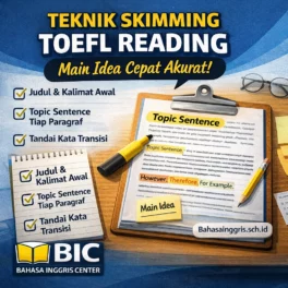 Teknik Skimming TOEFL Reading Main Idea Cepat Akurat - Bahasa Inggris Center (BIC)