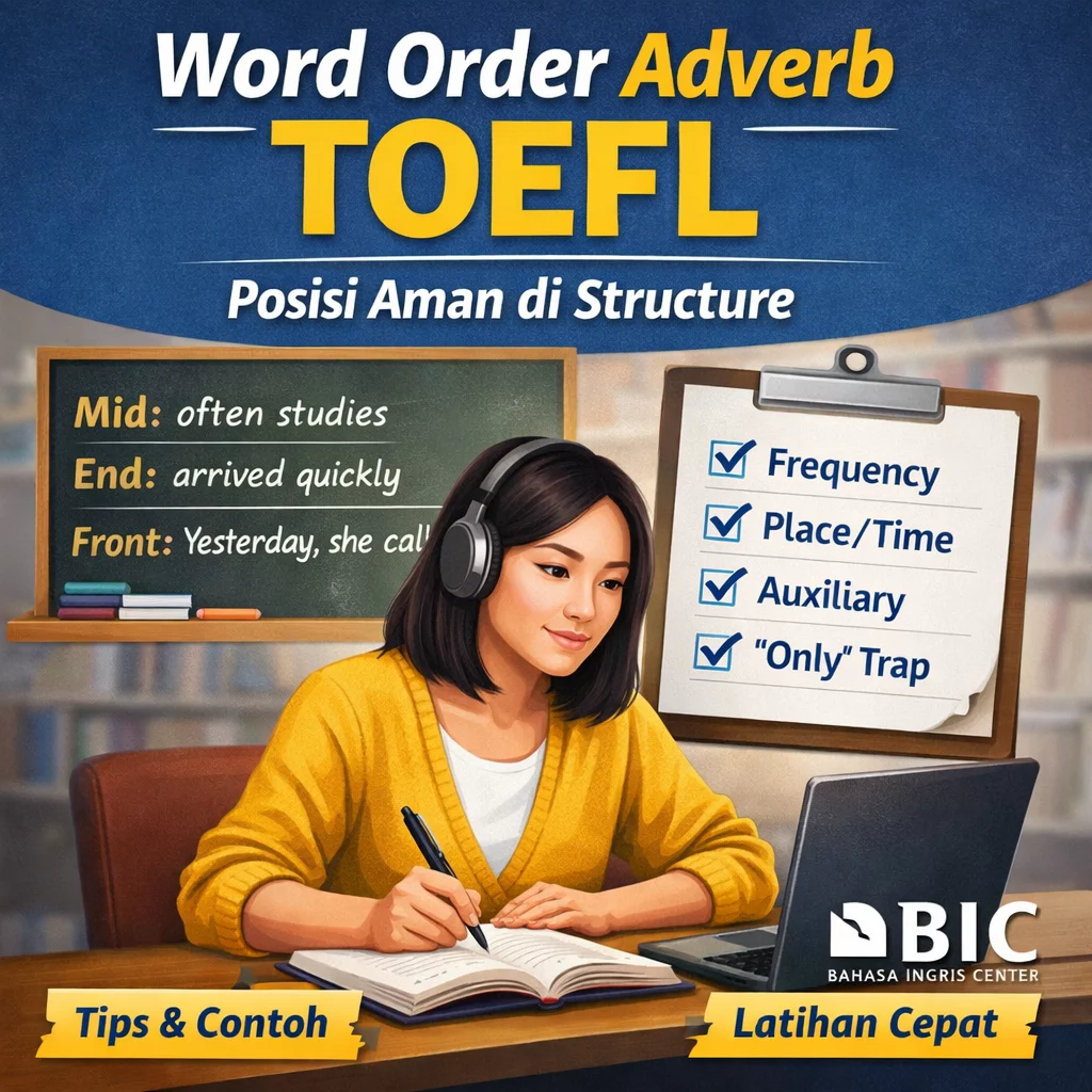 Word Order Adverb TOEFL Paling Aman untuk Structure Word Order Adverb TOEFL Paling Aman untuk Structure - Bahasa Inggris Center (BIC)