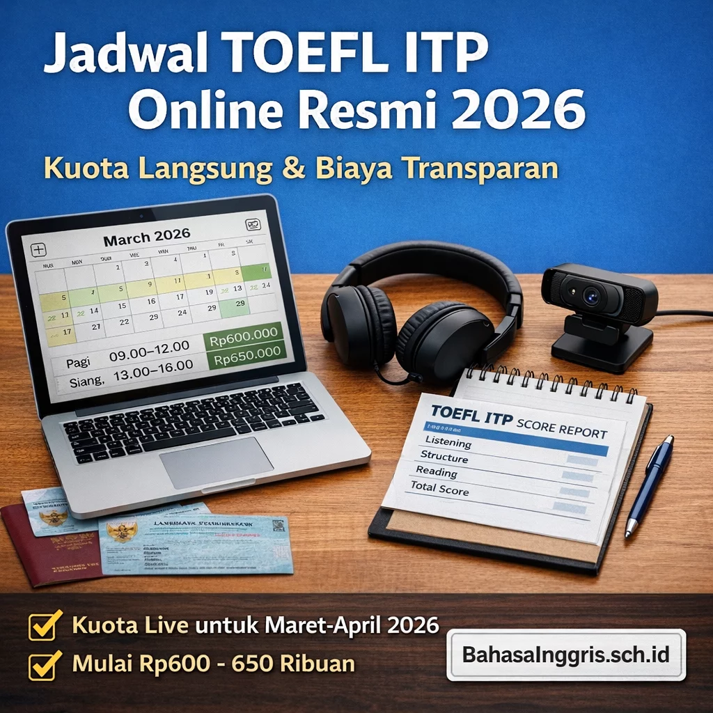 Jadwal TOEFL ITP Online Resmi 2026 & Rincian Biaya Terbaru Jadwal TOEFL ITP Online Resmi 2026 & Rincian Biaya Terbaru - Bahasa Inggris Center (BIC)