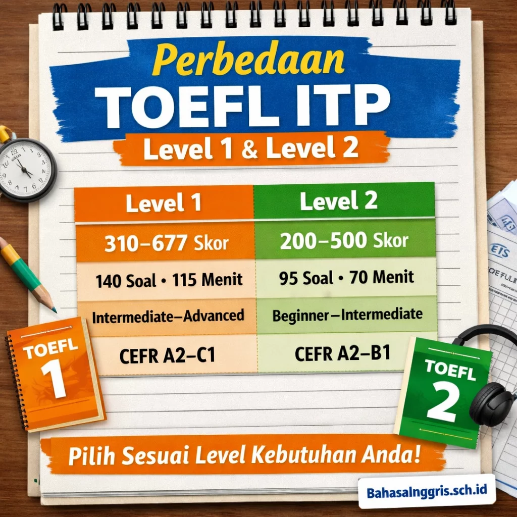 TOEFL ITP Level 1 dan 2 Bedanya Paling Jelas TOEFL ITP Level 1 dan 2 Bedanya Paling Jelas - Bahasa Inggris Center (BIC)