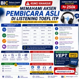 Kunci Rahasia Aksen Listening TOEFL ITP - Bahasa Inggris Center (BIC)