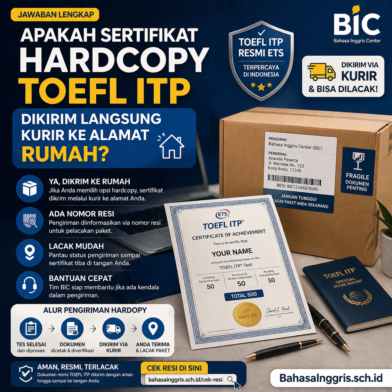 Apakah Hardcopy TOEFL ITP Dikirim ke Rumah? Apakah Hardcopy TOEFL ITP Dikirim ke Rumah? - Bahasa Inggris Center (BIC)