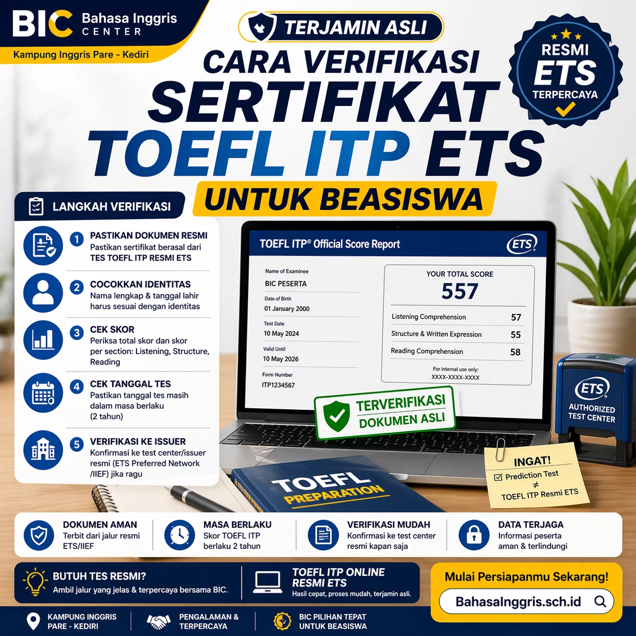Cara Cek Sertifikat TOEFL ITP ETS untuk Beasiswa Cara Cek Sertifikat TOEFL ITP ETS untuk Beasiswa - Bahasa Inggris Center (BIC)