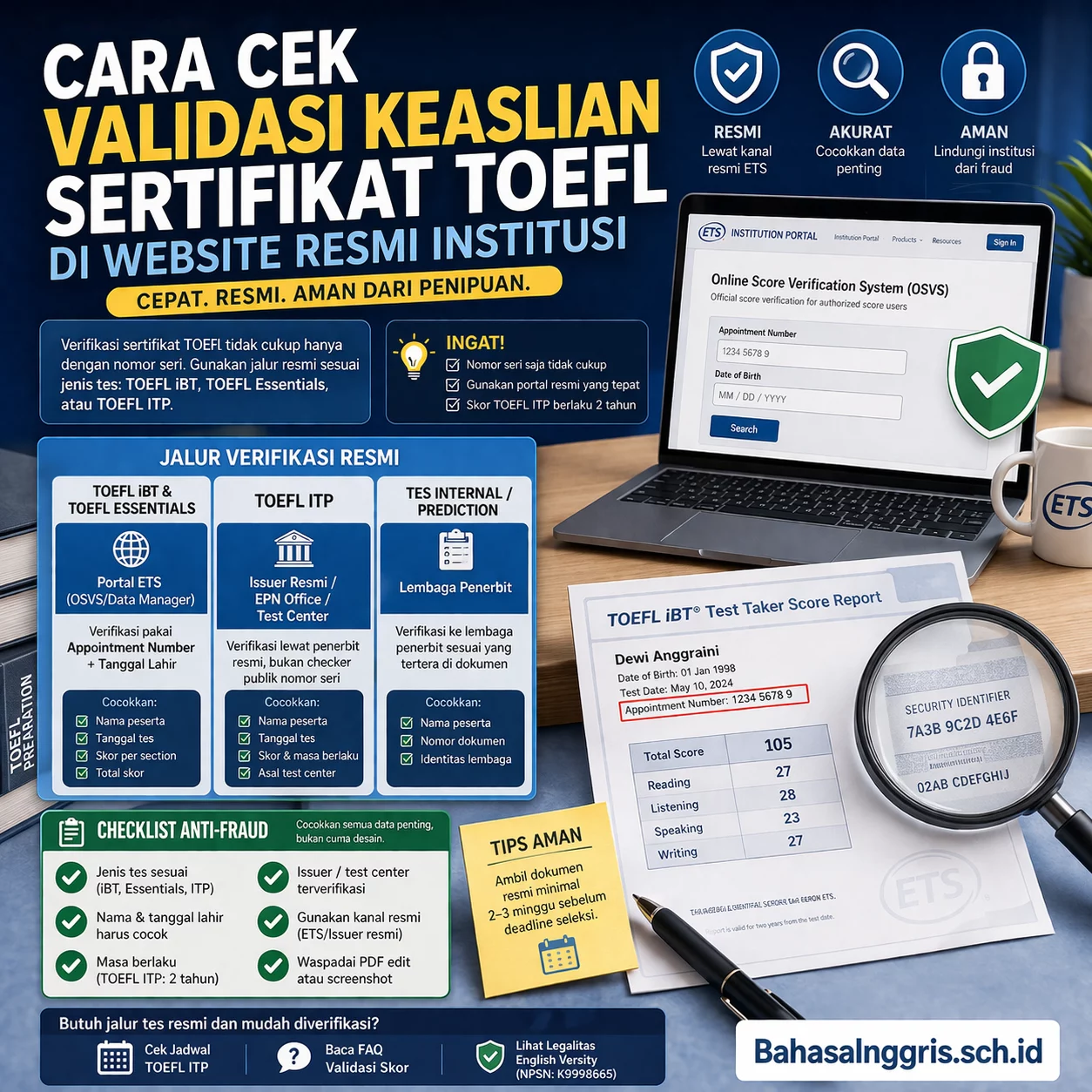 Cara Cek Keaslian Sertifikat TOEFL di Website Resmi Cara Cek Keaslian Sertifikat TOEFL di Website Resmi - Bahasa Inggris Center (BIC)