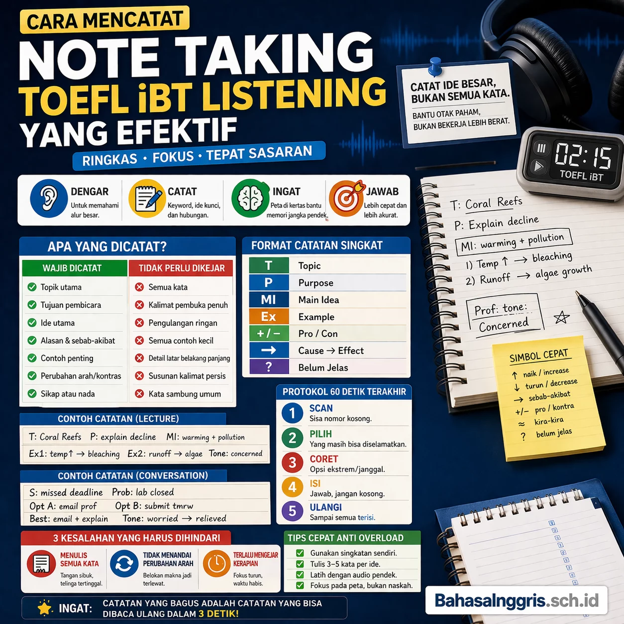 Cara Note Taking TOEFL iBT Listening yang Efektif Cara Note Taking TOEFL iBT Listening yang Efektif - Bahasa Inggris Center (BIC)