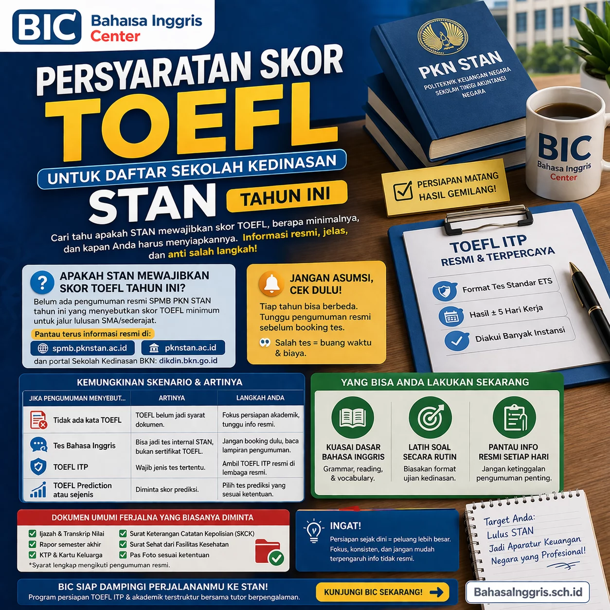 Persyaratan TOEFL untuk STAN Tahun Ini, Wajib atau Tidak? Persyaratan TOEFL untuk STAN Tahun Ini, Wajib atau Tidak? - Bahasa Inggris Center (BIC)