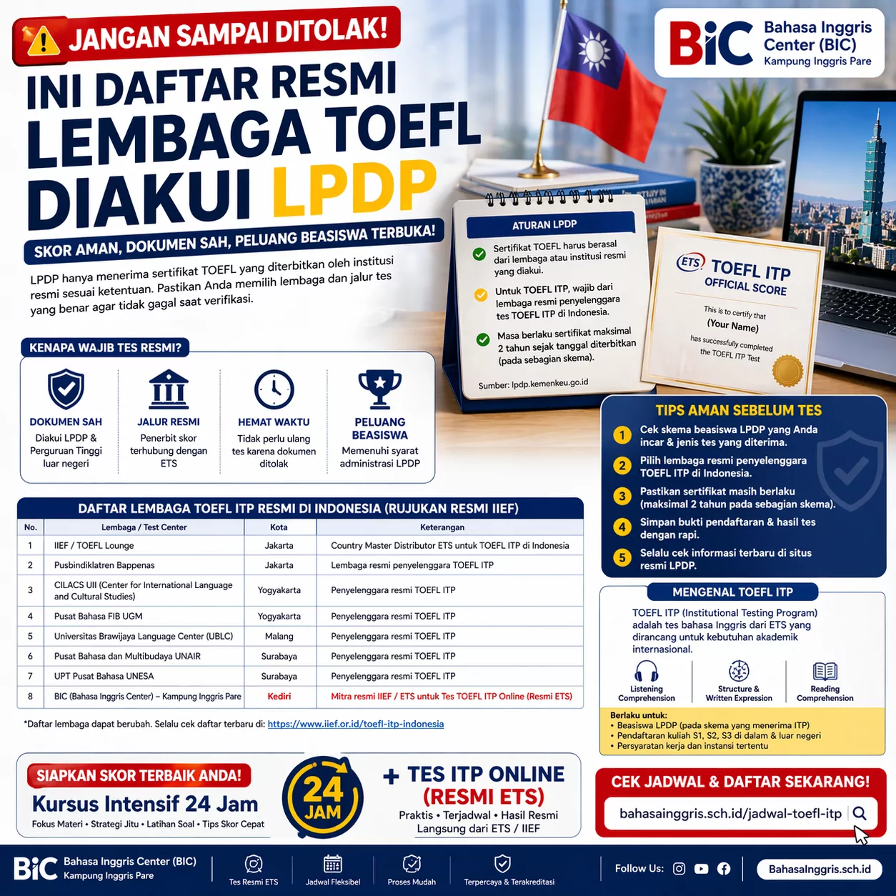 Jangan Sampai Ditolak! TOEFL Resmi untuk LPDP Jangan Sampai Ditolak! TOEFL Resmi untuk LPDP - Bahasa Inggris Center (BIC)