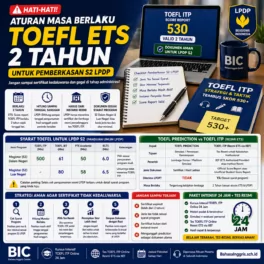 Masa Berlaku TOEFL LPDP untuk Pemberkasan S2 - Bahasa Inggris Center (BIC)
