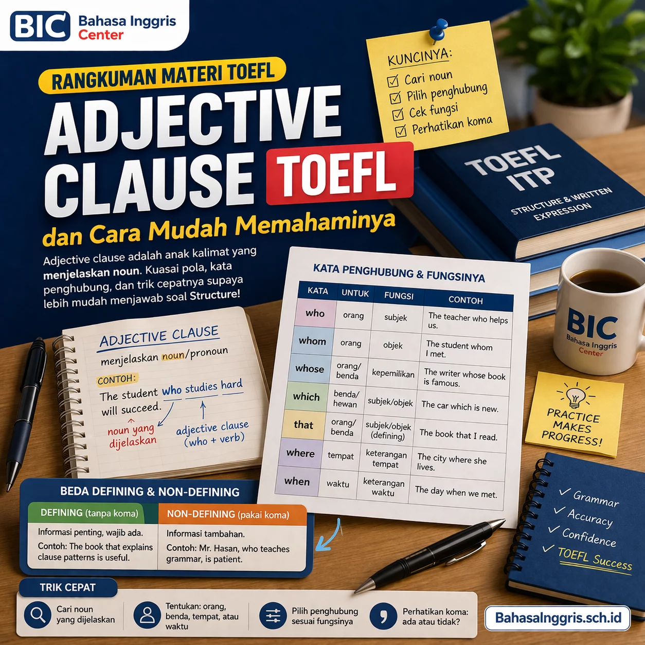 Materi Adjective Clause TOEFL untuk Pemula Materi Adjective Clause TOEFL untuk Pemula - Bahasa Inggris Center (BIC)