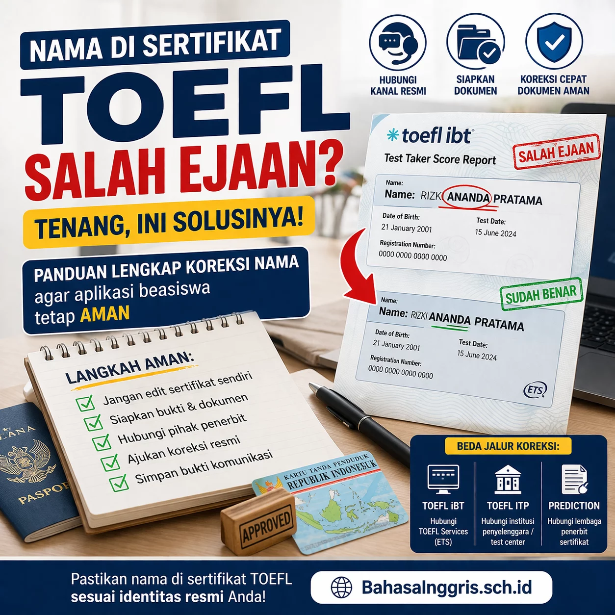 Salah Eja Nama di Sertifikat TOEFL? Lakukan Ini Salah Eja Nama di Sertifikat TOEFL? Lakukan Ini - Bahasa Inggris Center (BIC)