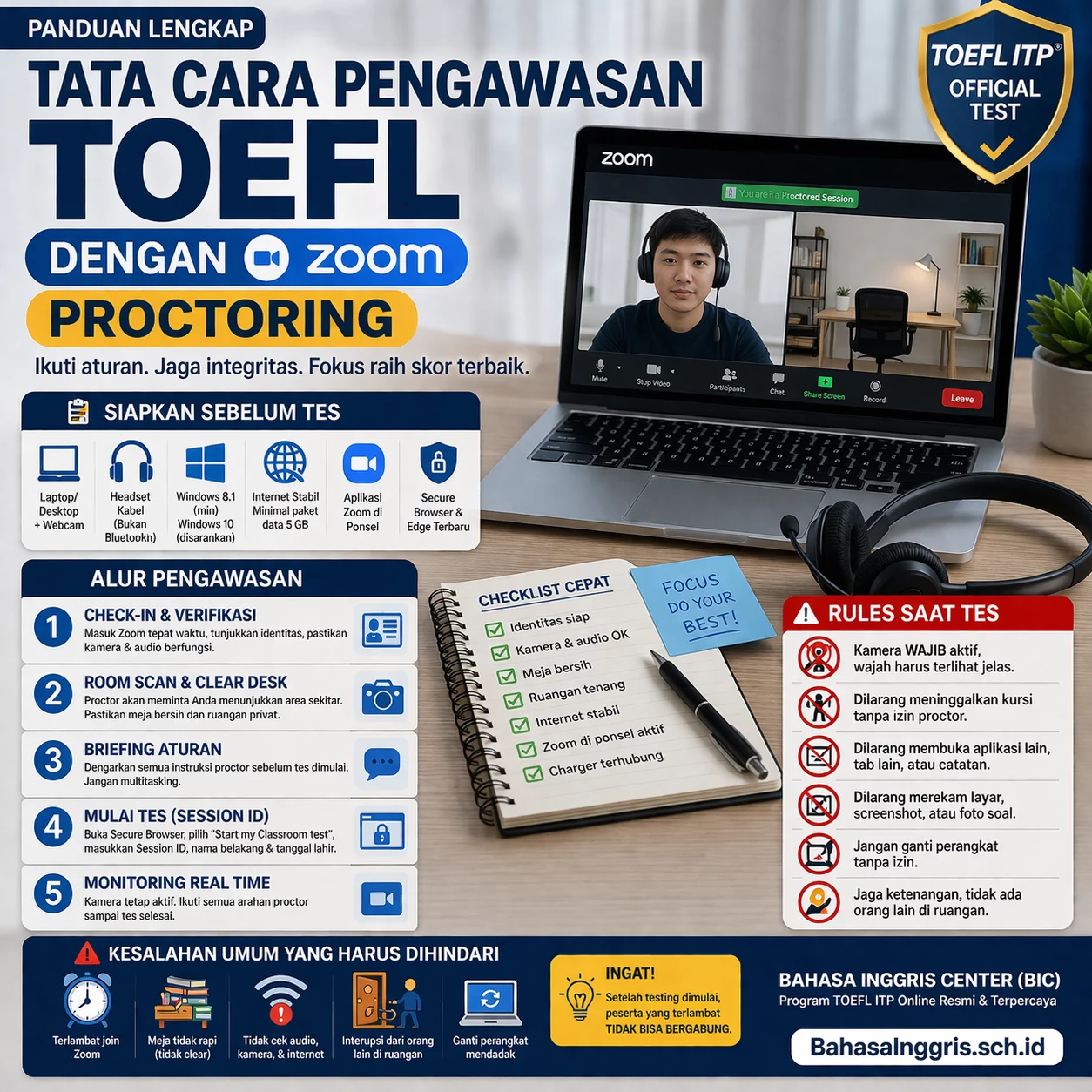 Panduan Zoom Proctoring TOEFL dari Awal sampai Selesai Panduan Zoom Proctoring TOEFL dari Awal sampai Selesai - Bahasa Inggris Center (BIC)
