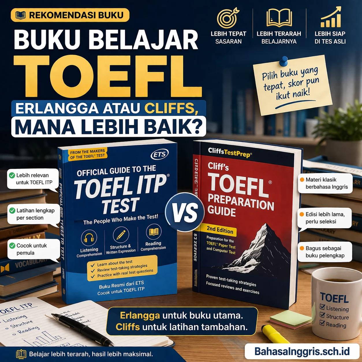 Buku TOEFL Erlangga atau Cliffs, Mana Lebih Baik? Buku TOEFL Erlangga atau Cliffs, Mana Lebih Baik? - Bahasa Inggris Center (BIC)