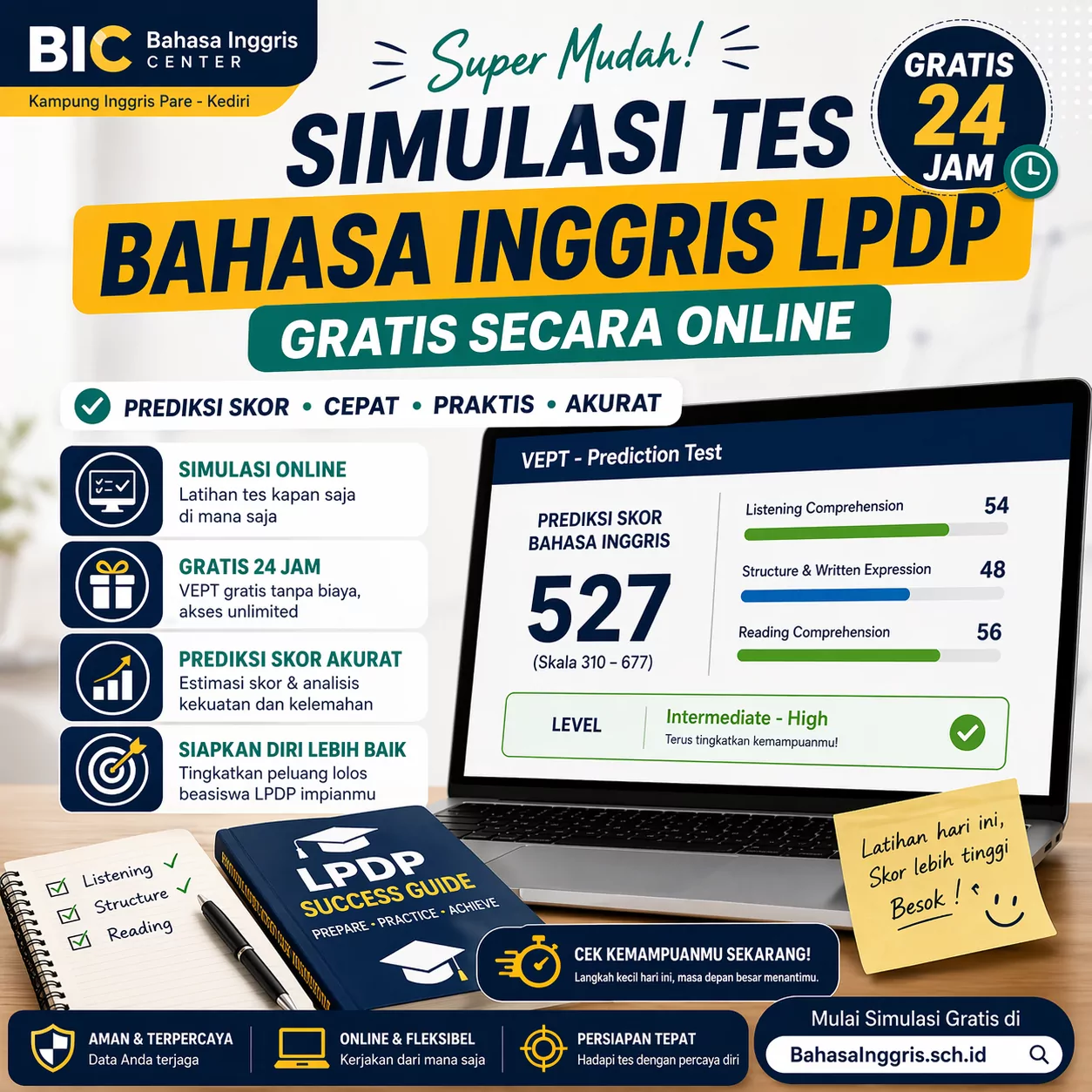 Simulasi Tes Bahasa Inggris LPDP Gratis Online Simulasi Tes Bahasa Inggris LPDP Gratis Online - Bahasa Inggris Center (BIC)