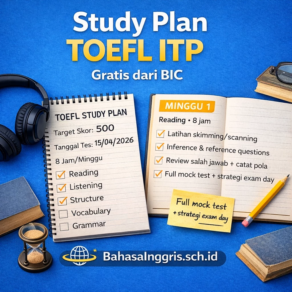 Aplikasi Study Plan TOEFL ITP Gratis Aplikasi Study Plan TOEFL ITP Gratis - Bahasa Inggris Center (BIC)