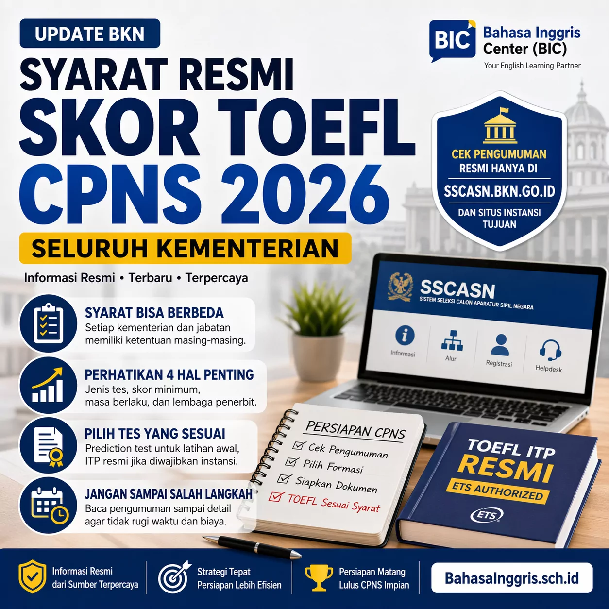 TOEFL CPNS 2026 Resmi: Kapan Perlu ITP atau Prediction? TOEFL CPNS 2026 Resmi: Kapan Perlu ITP atau Prediction? - Bahasa Inggris Center (BIC)