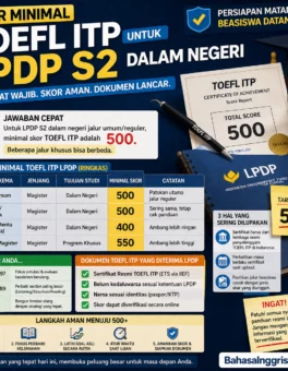 Syarat TOEFL ITP LPDP S2 Dalam Negeri Terbaru - Bahasa Inggris Center (BIC)