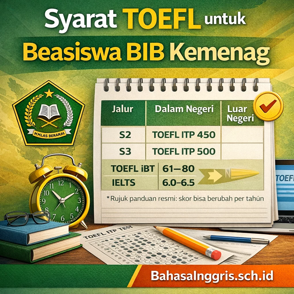 Syarat TOEFL untuk Beasiswa BIB Kemenag S2 dan S3 Syarat TOEFL untuk Beasiswa BIB Kemenag S2 dan S3 - Bahasa Inggris Center (BIC)