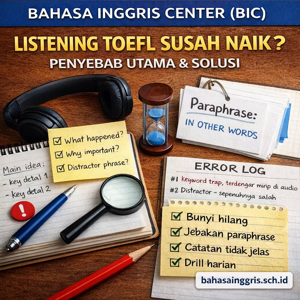Listening TOEFL Susah Naik? Penyebab Utama & Solusi - Bahasa Inggris Center (BIC)