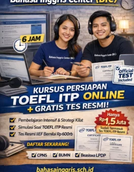 Persiapan TOEFL ITP Online (6 Jam) + Gratis Tes Resmi - Bahasa Inggris Center
