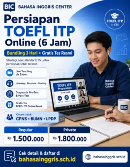 Persiapan TOEFL ITP Online (6 Jam) + Gratis Tes Resmi - Bahasa Inggris Center (BIC)