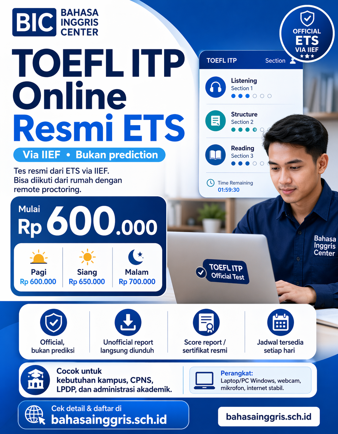 Thumbnail: TOEFL ITP ETS/IIEF Online Resmi, Hasil Cepat!