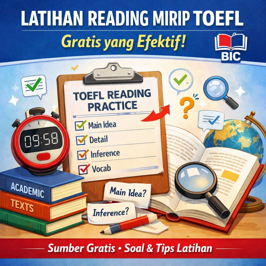 Latihan Reading Mirip TOEFL Gratis yang Efektif - BIC