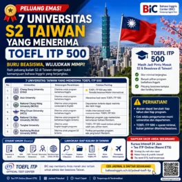 7 Universitas S2 Taiwan yang Menerima TOEFL ITP 500 - Bahasa Inggris Center (BIC)