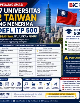 7 Universitas S2 Taiwan yang Menerima TOEFL ITP 500 - Bahasa Inggris Center (BIC)