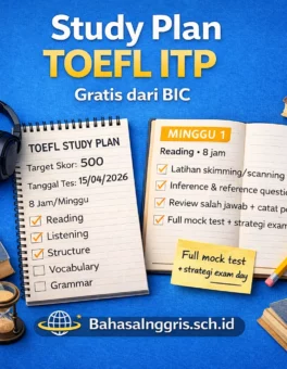 Aplikasi Study Plan TOEFL ITP Gratis - Bahasa Inggris Center (BIC)