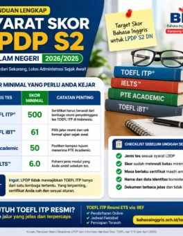 Syarat TOEFL LPDP S2 Dalam Negeri - Bahasa Inggris Center (BIC)