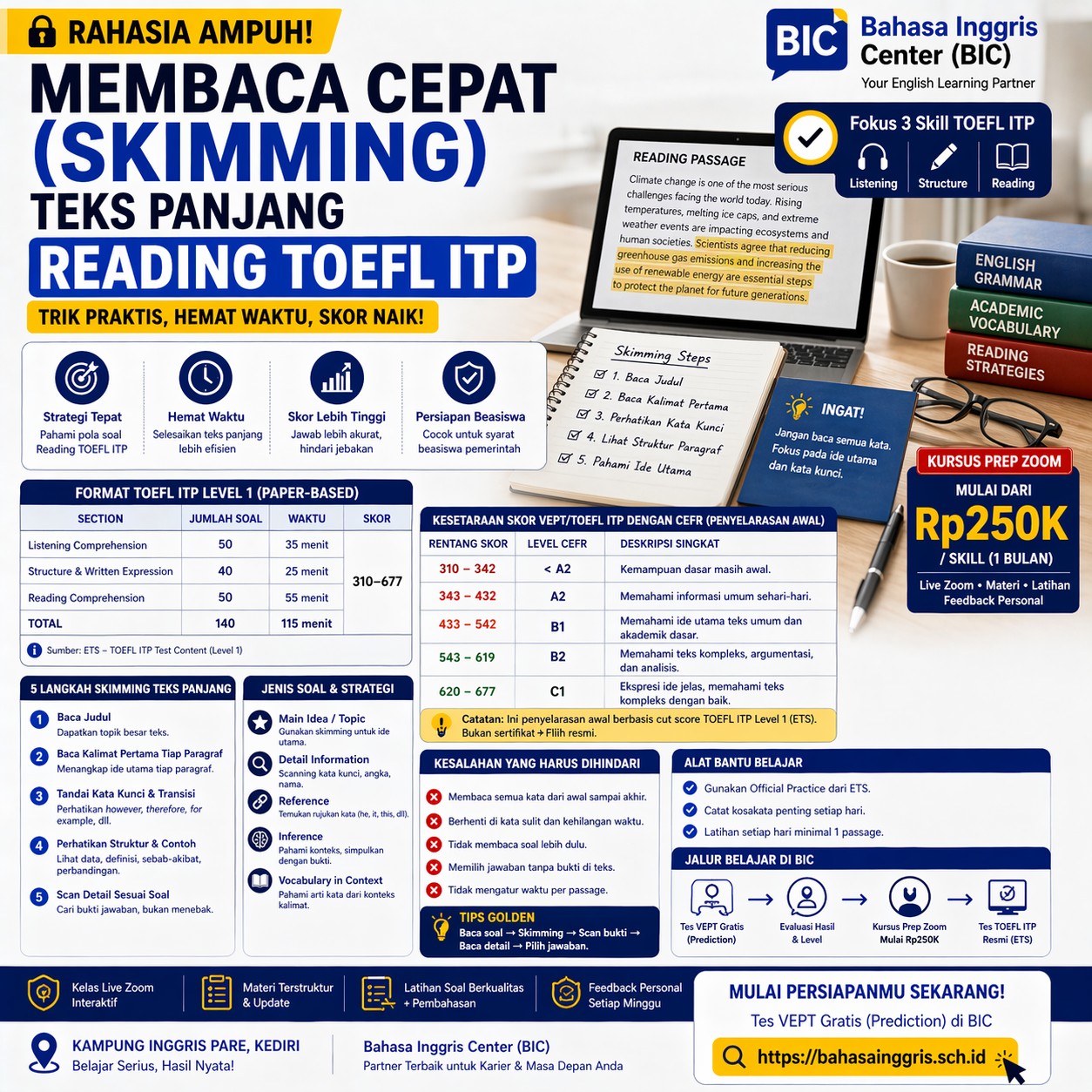 Rahasia Membaca Cepat Teks Reading TOEFL ITP - BIC