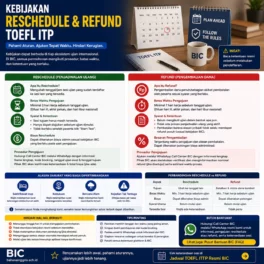 Kebijakan Reschedule dan Refund TOEFL ITP - Bahasa Inggris Center (BIC)