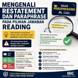 Kuasai Restatement dan Paraphrase Reading TOEFL - Bahasa Inggris Center (BIC)