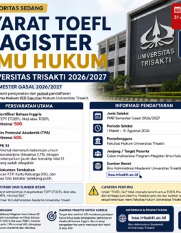 Syarat TOEFL Magister Ilmu Hukum Trisakti 2026 - Bahasa Inggris Center (BIC)